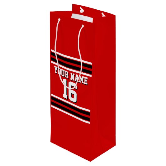 Red Black White Team Jersey Wijn Cadeautas (Achterkant Gekanteld)