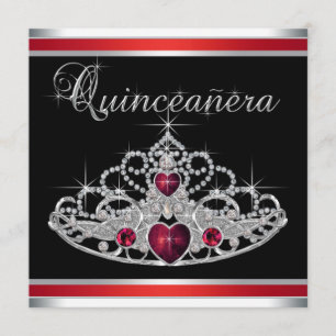 Red Black White Tiara Quinceanera Kaart