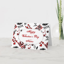 Red Black White Valentijn Motif Wenskaart Feestdagen Kaart