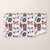 Red Black White Valentine Motif Bad Handdoek (Handdoek)