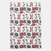 Red Black White Valentine Motif Theedoek (Verticaal)
