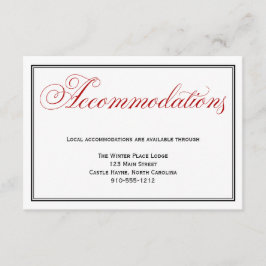 Red Black White Wedding Accommodations Detail Kaar Informatiekaartje