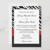 Red Black White Zebra Wedding Invitations Kaart (Achterkant)