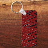 Red, Black & White Zigzag – Artistic & Stylish Sleutelhanger (Voorkant)