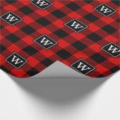 Red Black XL Buffalo Pset Lumberjack SQ Monogram Cadeaupapier (Hoek)