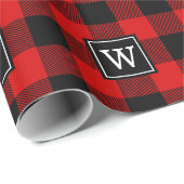 Red Black XL Buffalo Pset Lumberjack SQ Monogram Cadeaupapier (Rol Hoek)
