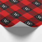 Red Black XXL Buffalo Pset Lumberjack IR Monogram Cadeaupapier (Hoek)