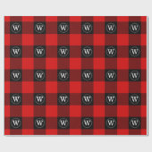 Red Black XXL Buffalo Pset Lumberjack IR Monogram Cadeaupapier (Vlak)