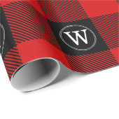 Red Black XXL Buffalo Pset Lumberjack IR Monogram Cadeaupapier (Rol Hoek)