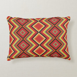 Red Black Yellow Native American Blanket Pattern Accent Kussen