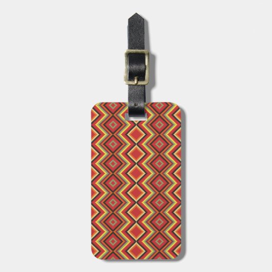 Red Black Yellow Native American Blanket Pattern Bagagelabel (Voorkant verticaal)