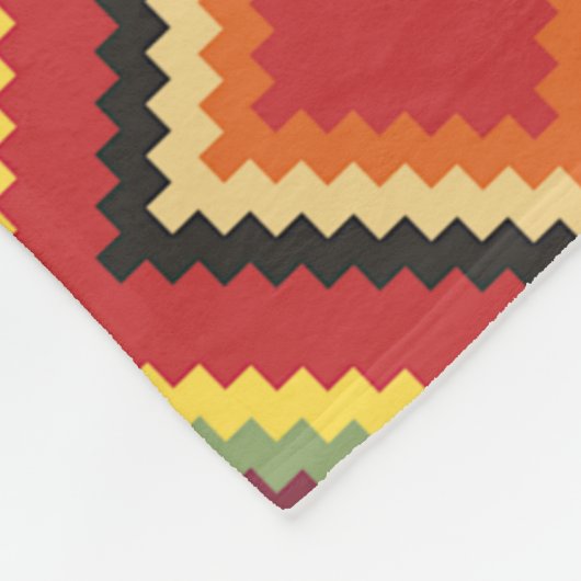 Red Black Yellow Native American Blanket Pattern Fleece Deken (Hoek)