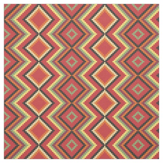 Red Black Yellow Native American Blanket Pattern Stof (Swatch)