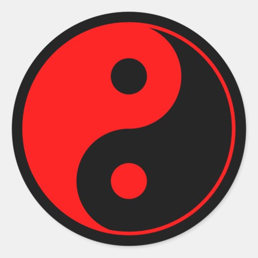 Red & Black Yin Yang Symbol Sticker (Voorkant)