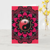 Red Black YinYang Sunflower New Age Cards Kaart (Gele Bloem)
