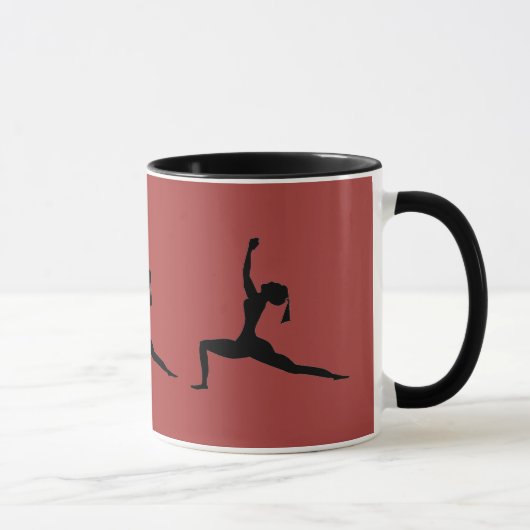 Red Black Yoga Pose Coffee Cup Mok (Rechts)