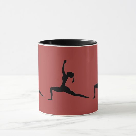Red Black Yoga Pose Coffee Cup Mok (Midden)