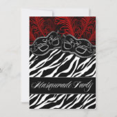 Red Black Zebra Masquerade Ball Party-uitnodiginge Kaart (Voorkant)