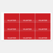 Red Blank Volunteer Badge Labels (Vel)