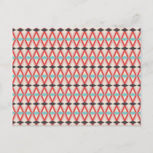  Red Blauwgroen Aztec Weaving Diamond Patroon Briefkaart