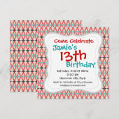 Red Blauwgroen Aztec Weaving Diamond Patroon Kaart (Voorkant / Achterkant)