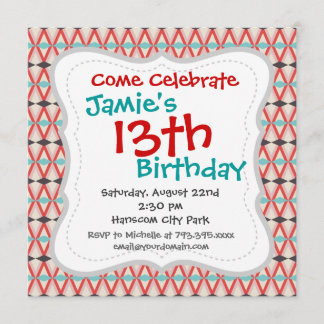 Red Blauwgroen Aztec Weaving Diamond Patroon Kaart