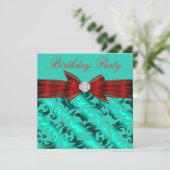 Red Blauwgroen Blue Birthday Party Kaart (Staand voorkant)