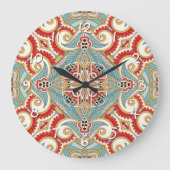 Red Blauwgroen Blue Sunny Yelllow Kaleidoscope Art Grote Klok (Voorkant)