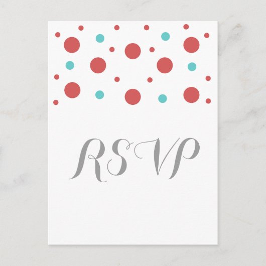 Red Blauwgroen Confetti Response Briefkaart (Voorkant)