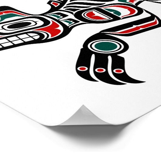 Red Blauwgroen en Black Haida Spirit Wolf Poster (Hoek)