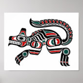 Red Blauwgroen en Black Haida Spirit Wolf Poster (Voorkant)