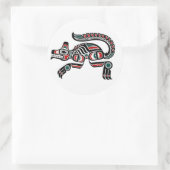 Red Blauwgroen en Black Haida Spirit Wolf Ronde Sticker (Tas)