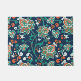 Red Blauwgroen Floral Wallpaper Patroon Deurmat