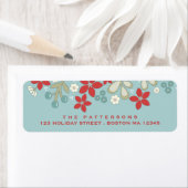 Red | Blauwgroen Kerstmis Poinsettia Adreslabel Etiket (Insitu)