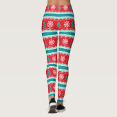 Red Blauwgroen kerstval Patroon Leggings (Achterkant)