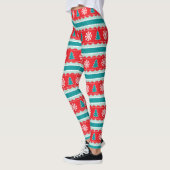 Red Blauwgroen kerstval Patroon Leggings (Links)