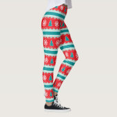 Red Blauwgroen kerstval Patroon Leggings (Rechts)