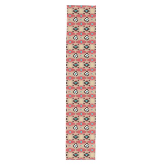 Red Blauwgroen Native American Vision Pattern Medium Tafelloper (Voorkant)