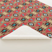 Red Blauwgroen Native American Vision Sherpa Deken (3/4)