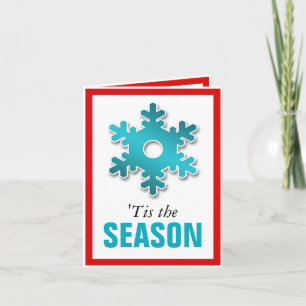 Red & Blauwgroen Snowflake Winter 'Dit is de seizo Feestdagen Kaart