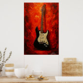 Red Blaze Riffs Fender Stratocaster Art Tribute Poster (Keuken)