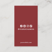 Red Blogger Influencer Social Media Foto & Logo Visitekaartje (Achterkant)