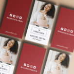 Red Blogger Influencer Social Media Foto & Logo Visitekaartje<br><div class="desc">Chic visitekaartje voor een voedselblogger,  recept maker,  influencer en dergelijke met je profielfoto en logo. Op de achterkant,  voeg uw sociale media rekeningen in zwart tegen een donkere rode achtergrond toe. Mockup-Afbeelding door xvector op Freepik</div>