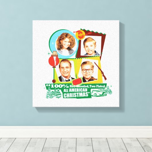 Red-Blooded, Two Fisted, All American Christmas Canvas Afdruk (Insitu (Houten vloer))