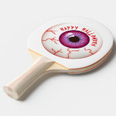 Red Bloodshot Eyeball Happy Halloween Tafeltennisbatje (Voorkant Gekanteld)
