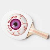Red Bloodshot Eyeball Happy Halloween Tafeltennisbatje (Zijkant)