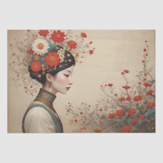 Red Bloom Serenity - Decoupage - Tissuepapier (Voorkant)