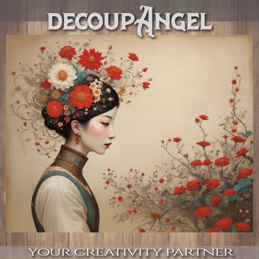 Red Bloom Serenity - Decoupage - Tissuepapier