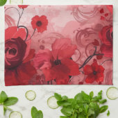 Red Bloom Symphony Theedoek (Gevouwen)