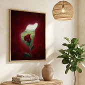 Red Bloom Window – Surreal Floral Wall Art Print